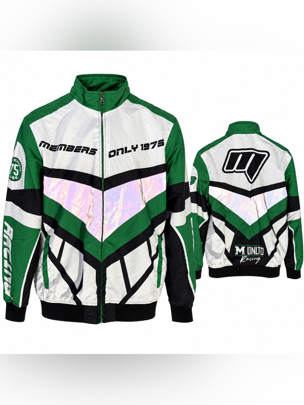Members Only Sport 1975 Racing Windbreaker Green White Men’s M